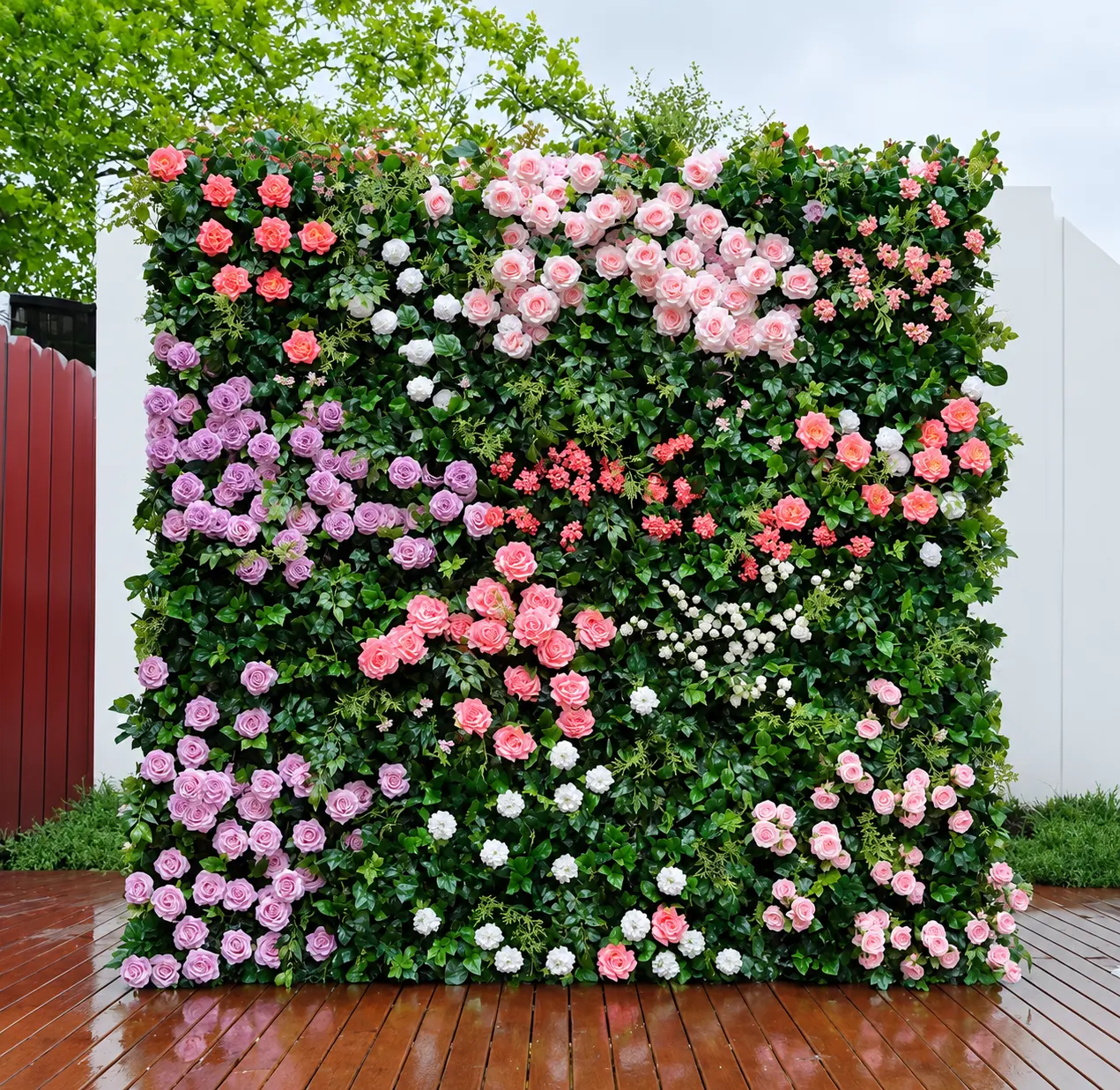 Violet pink and purple floral backdrop wall